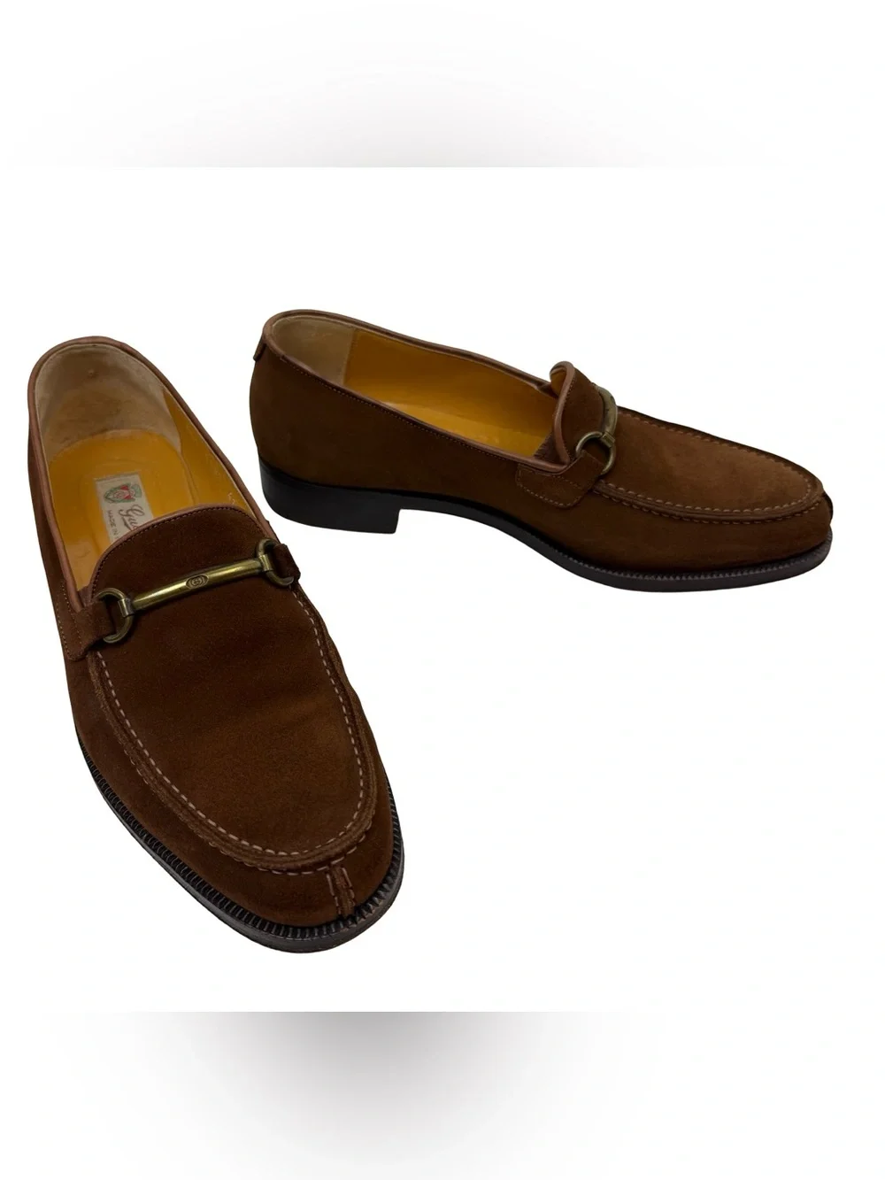 Vintage Gucci Horsebit Loafers Brown Suede Leather Dress Shoe 41 Italy 7.5